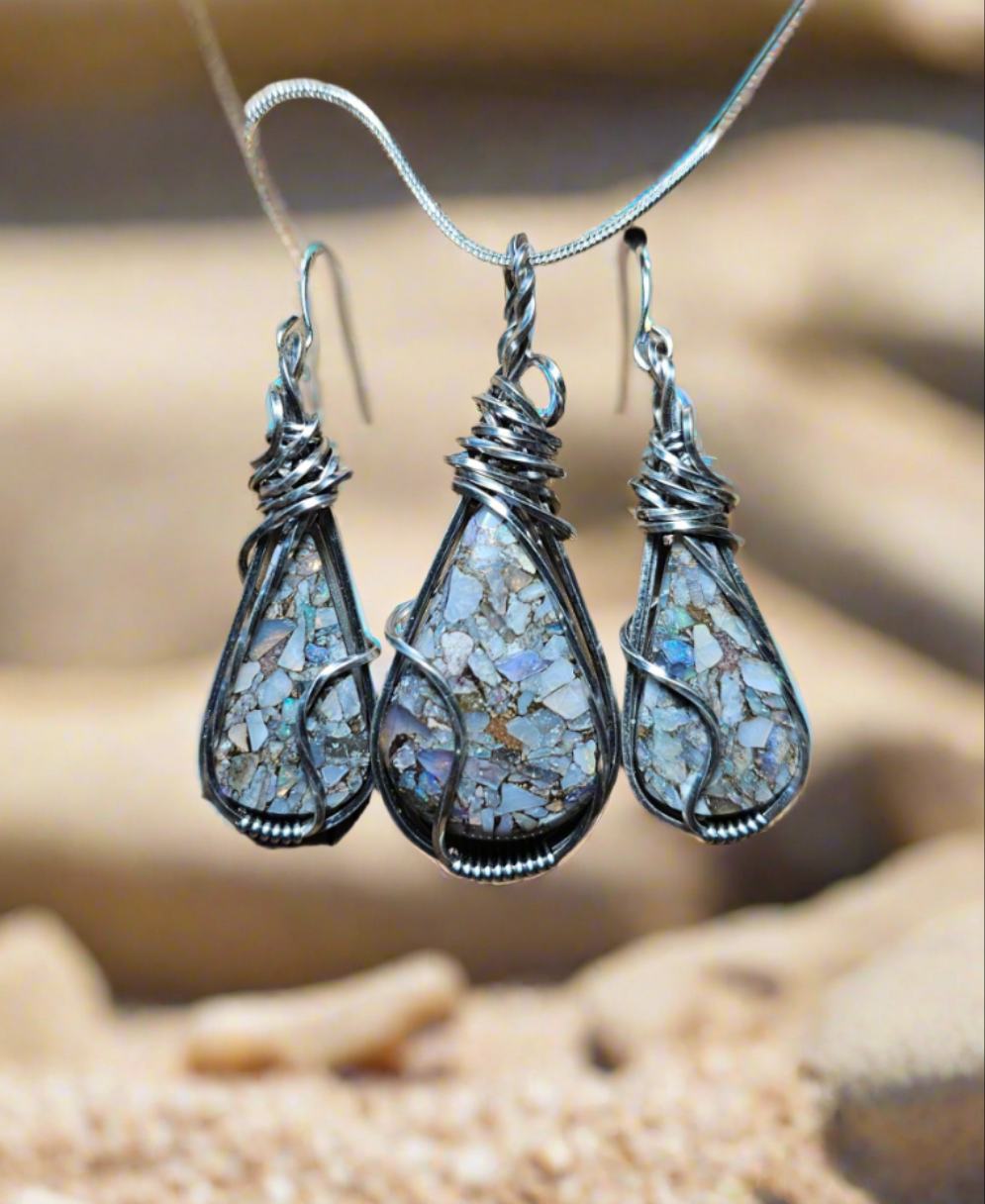 Copper Opal - White Gold Plated Hooks
