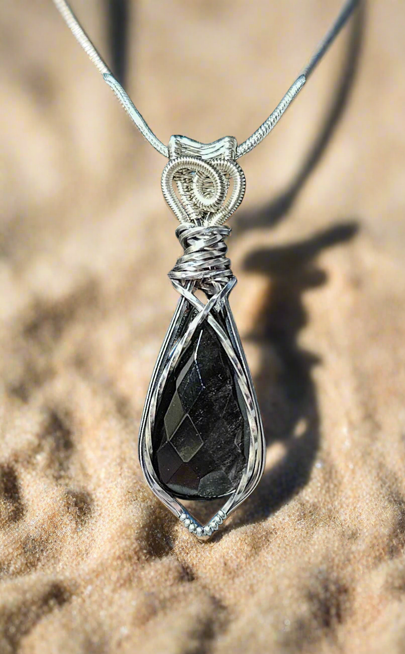 Rose Cut Silver Sheen Obsidian
