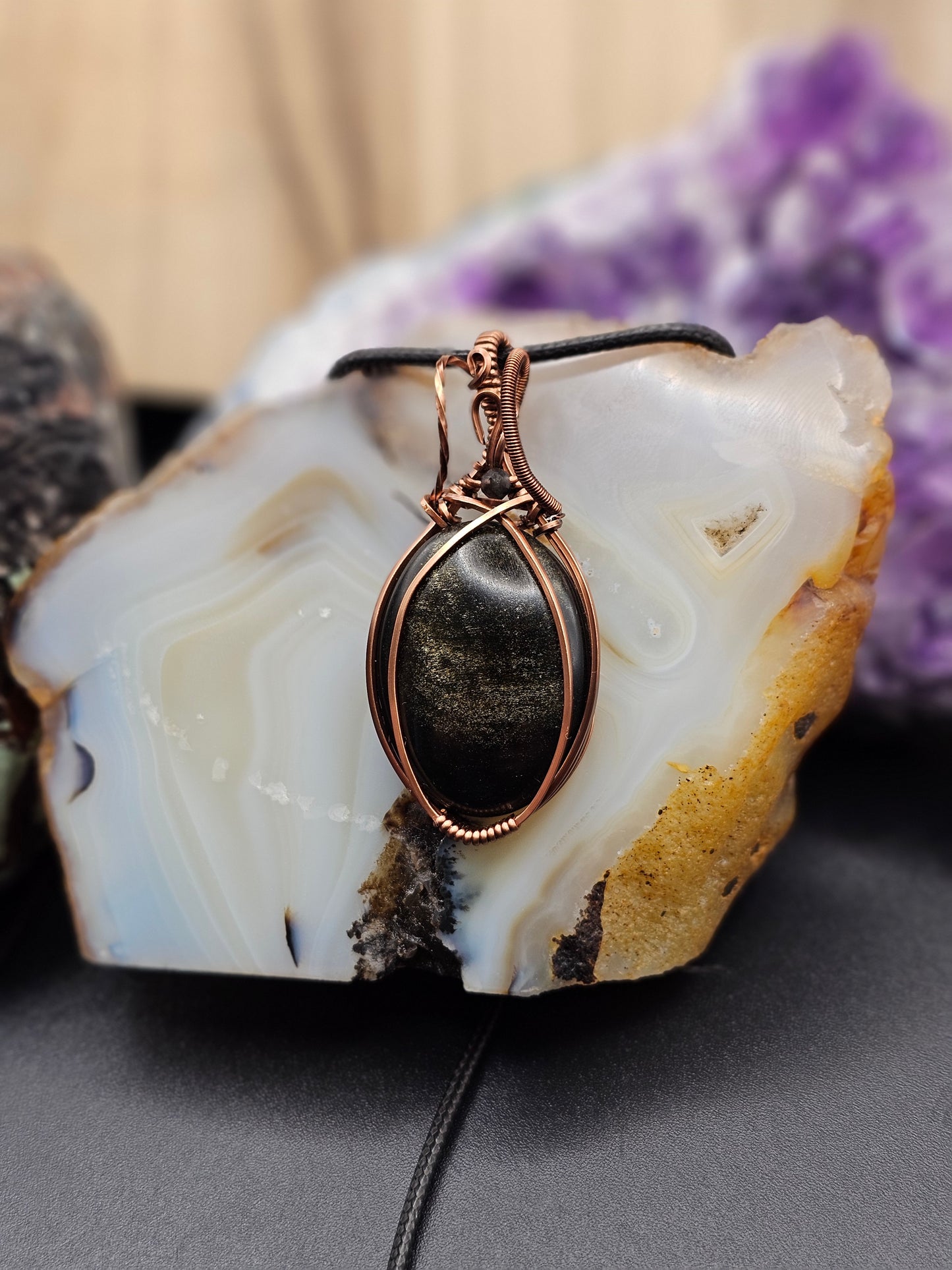 Golden Sheen Obsidian Necklace