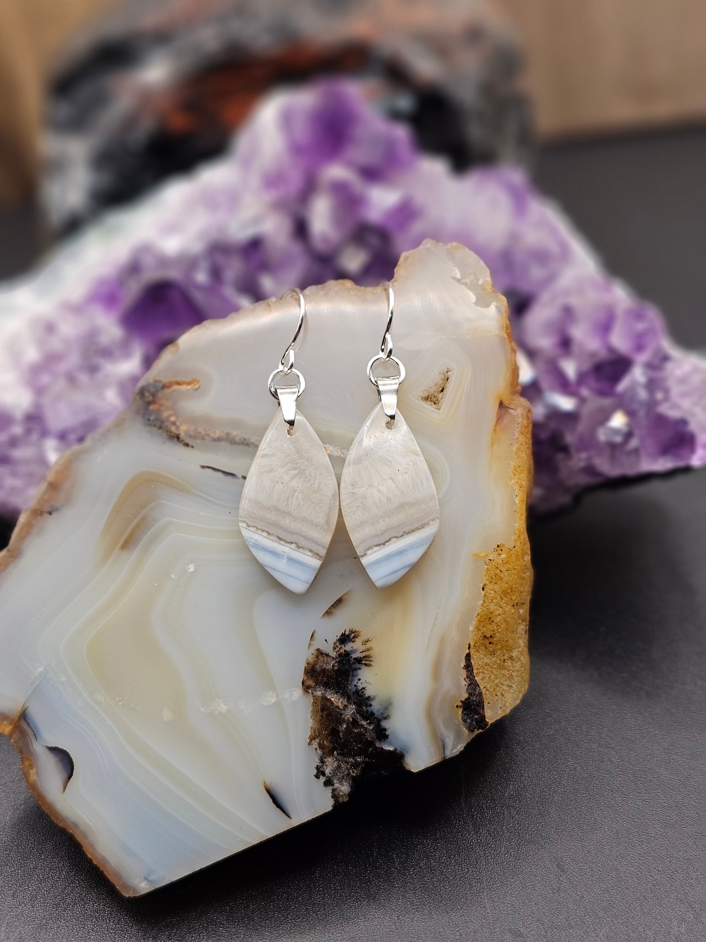 Blue Owyhee Opal Earrings