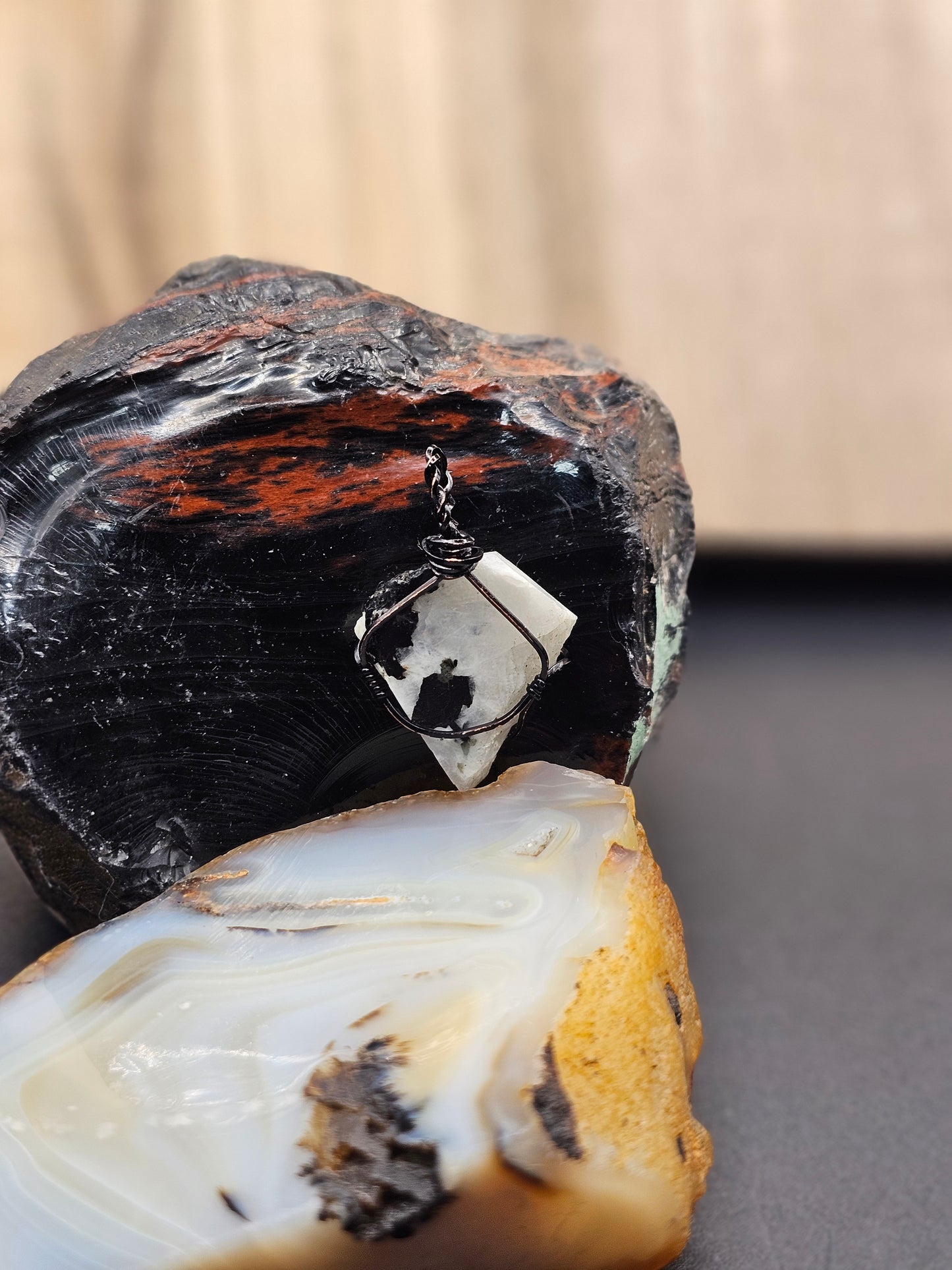 Rainbow Moonstone Raw Necklace
