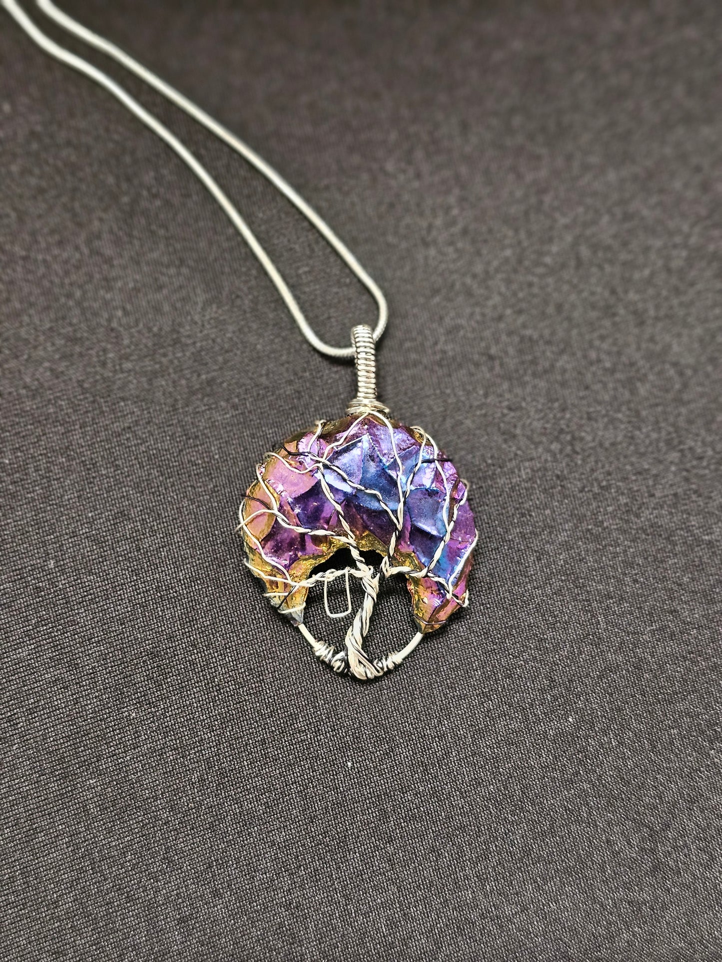 Titanium Crescent Tree of Life with Swing Necklace