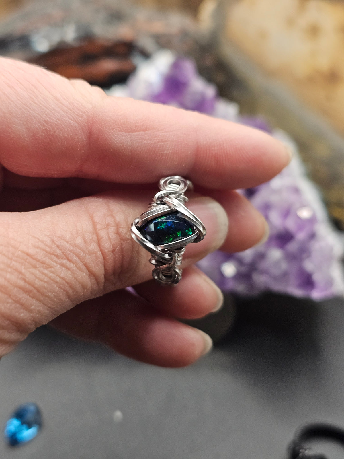 Black Opal Ring 9.5