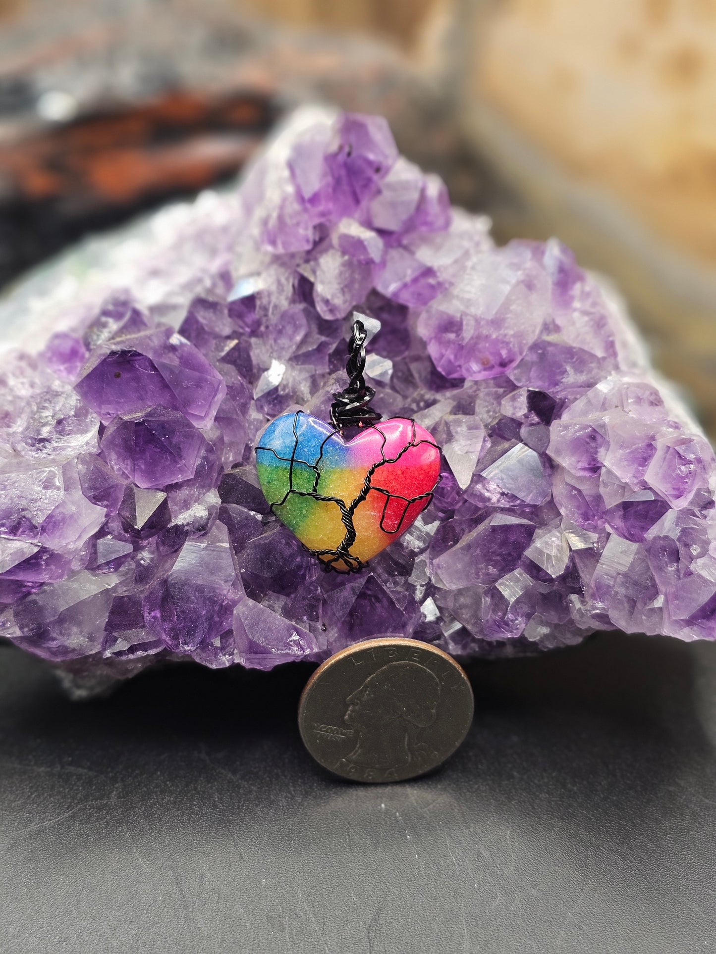 Rainbow Quartz Tree of Life Necklace