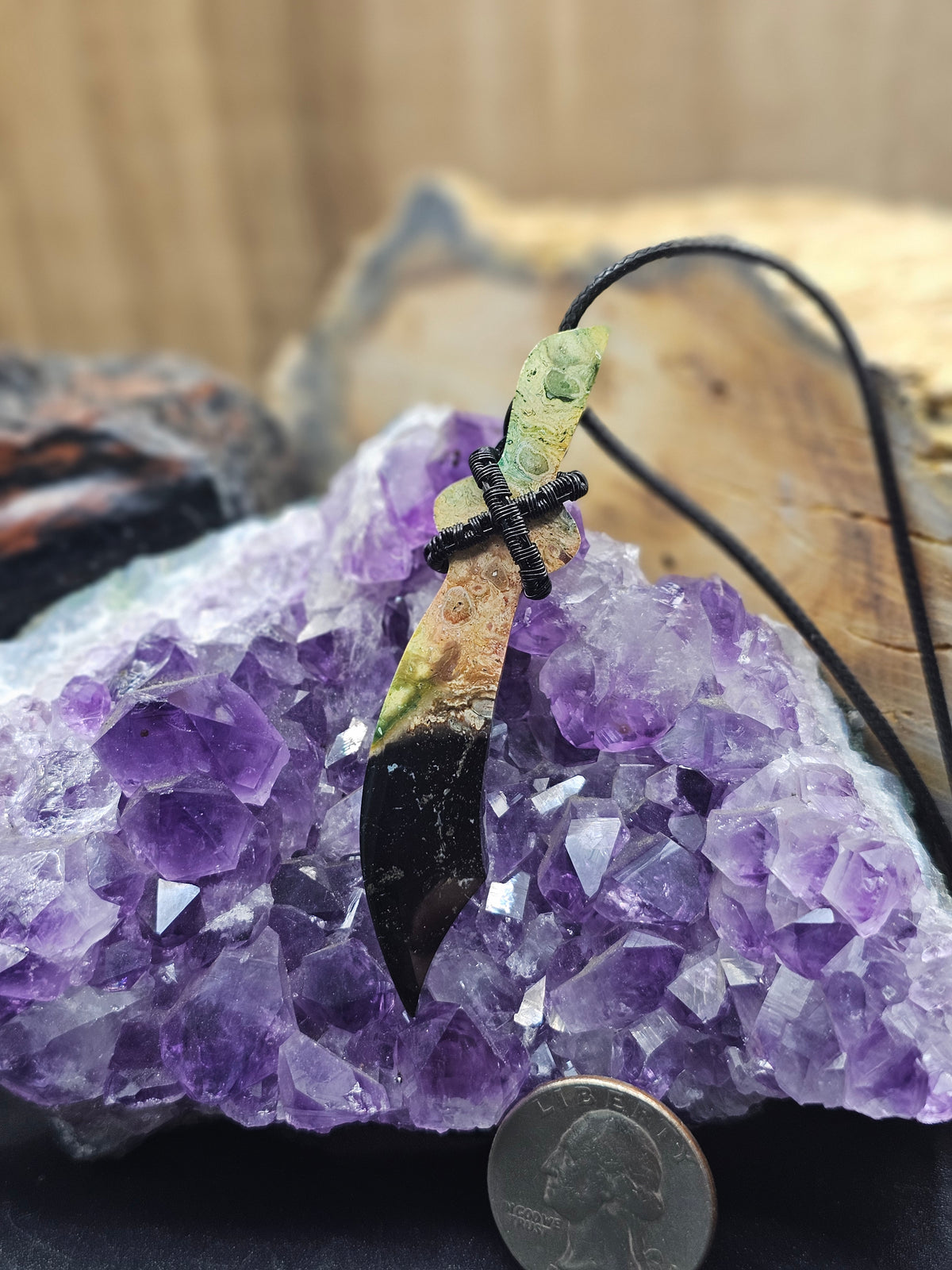 Dyed and Molded Agate Sword Necklace