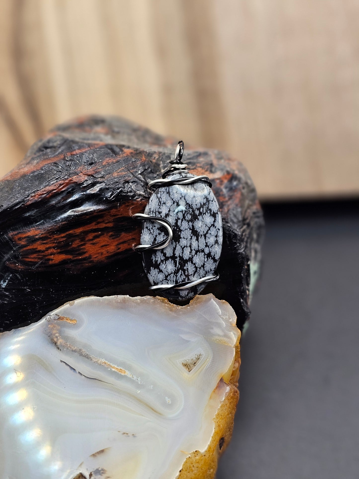 Snowflake Obsidian Necklace