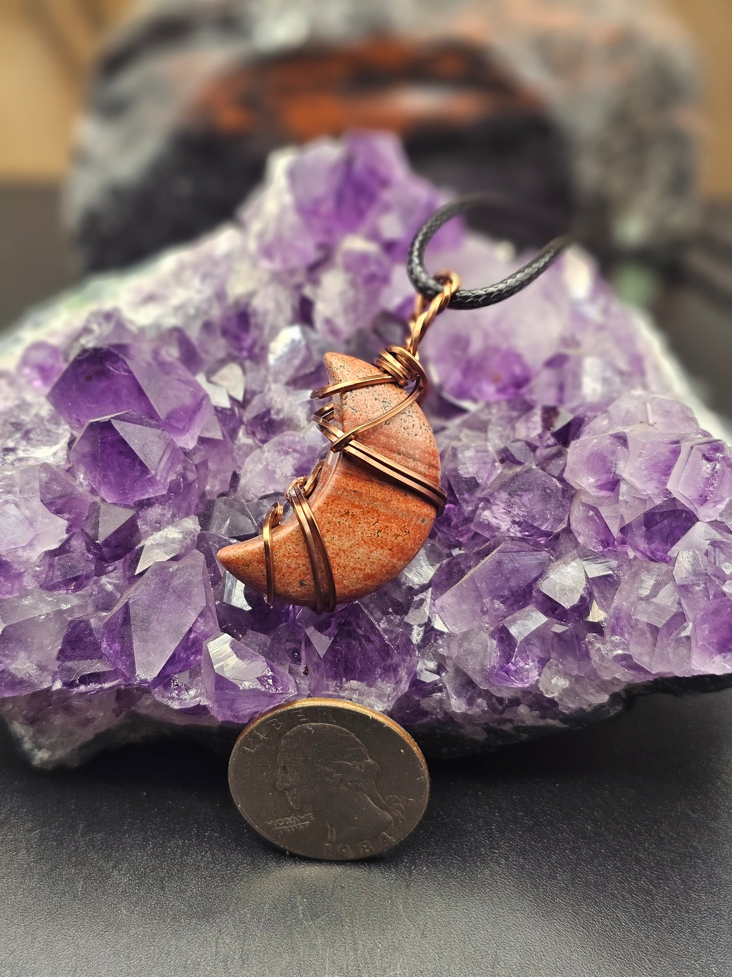Red Jasper Crescent Moon Necklace
