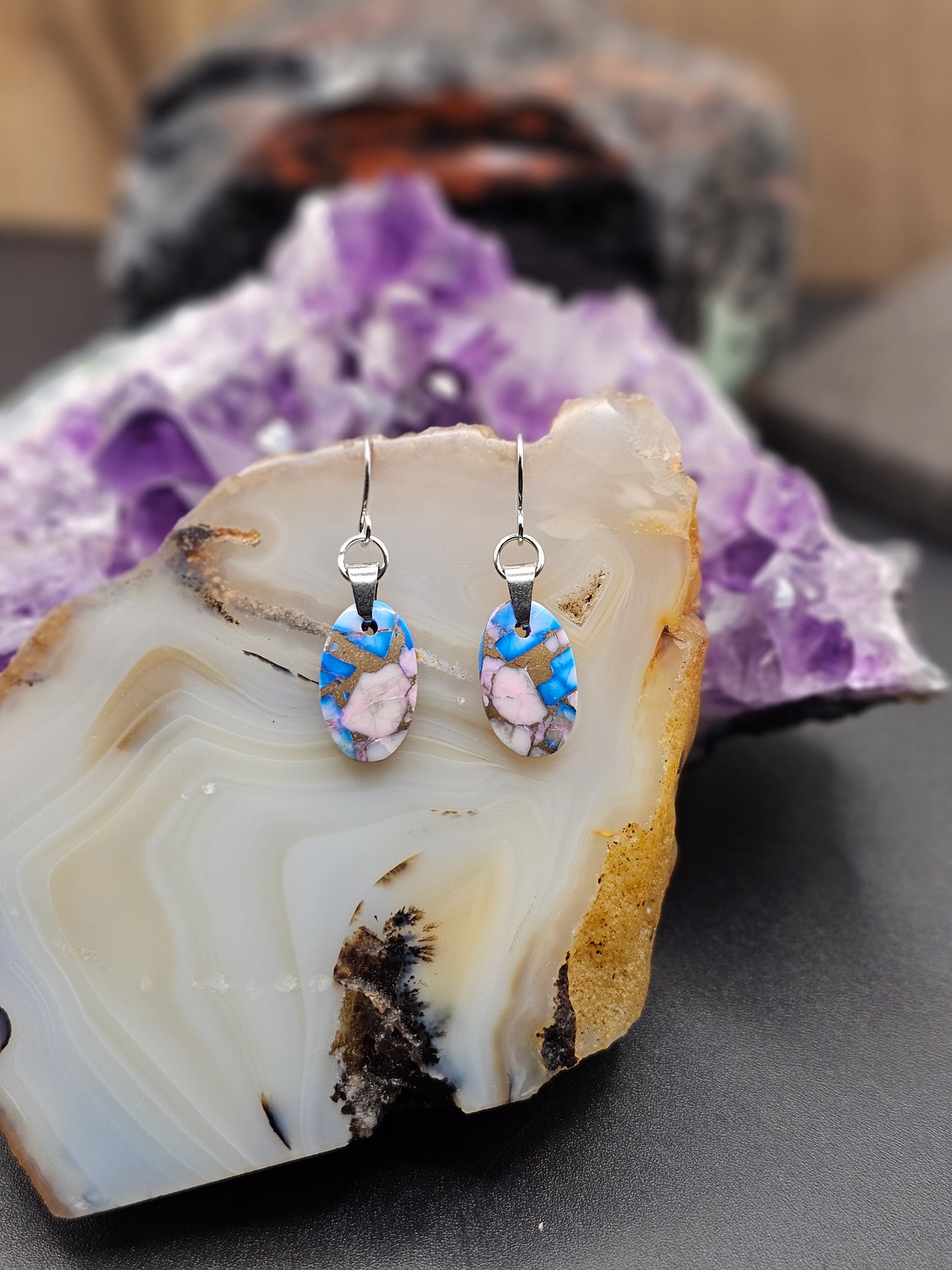 Cotton Candy Dalhia Turquoise Earrings
