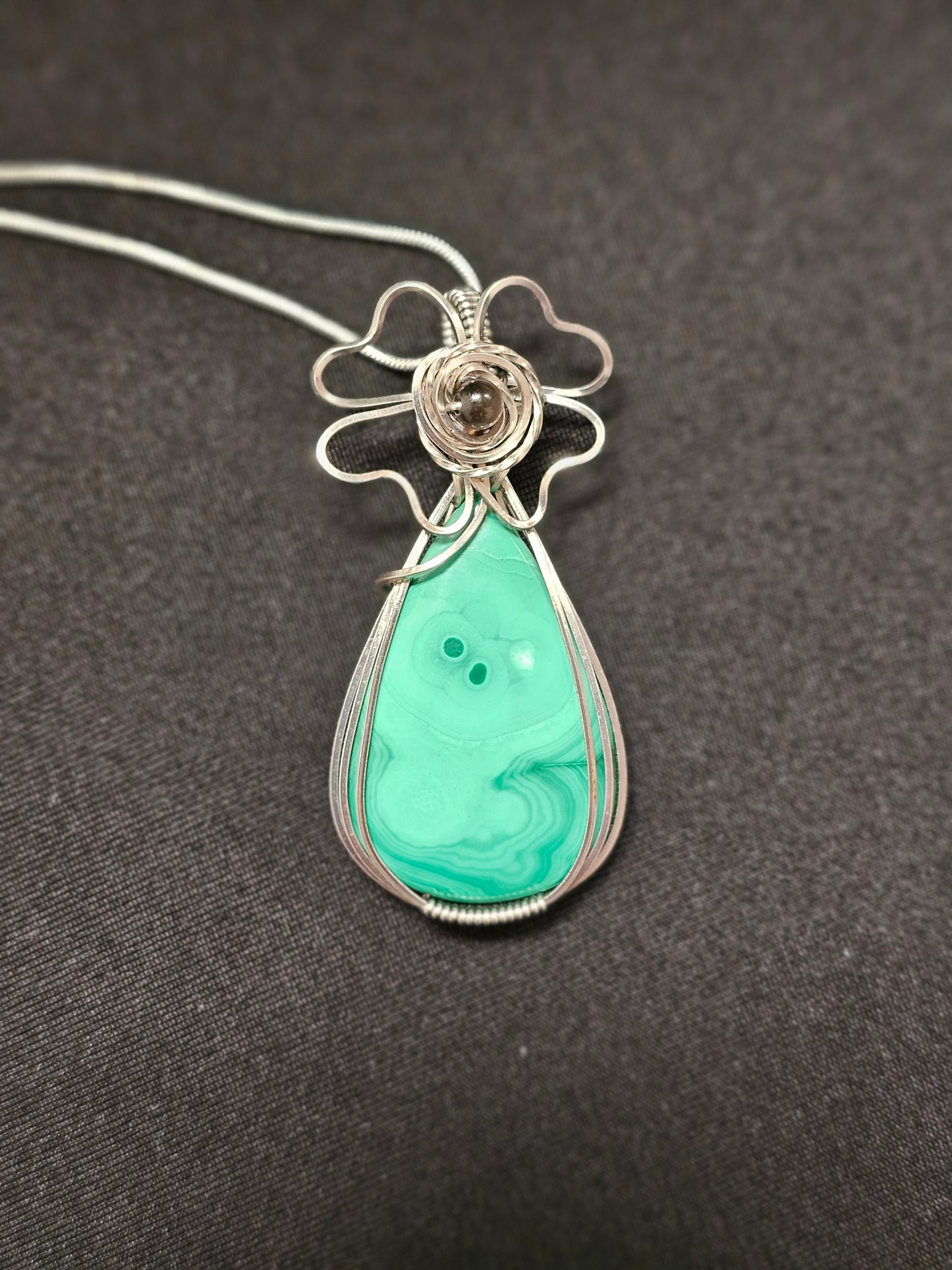 Malachite 4 Leaf Clover Necklace