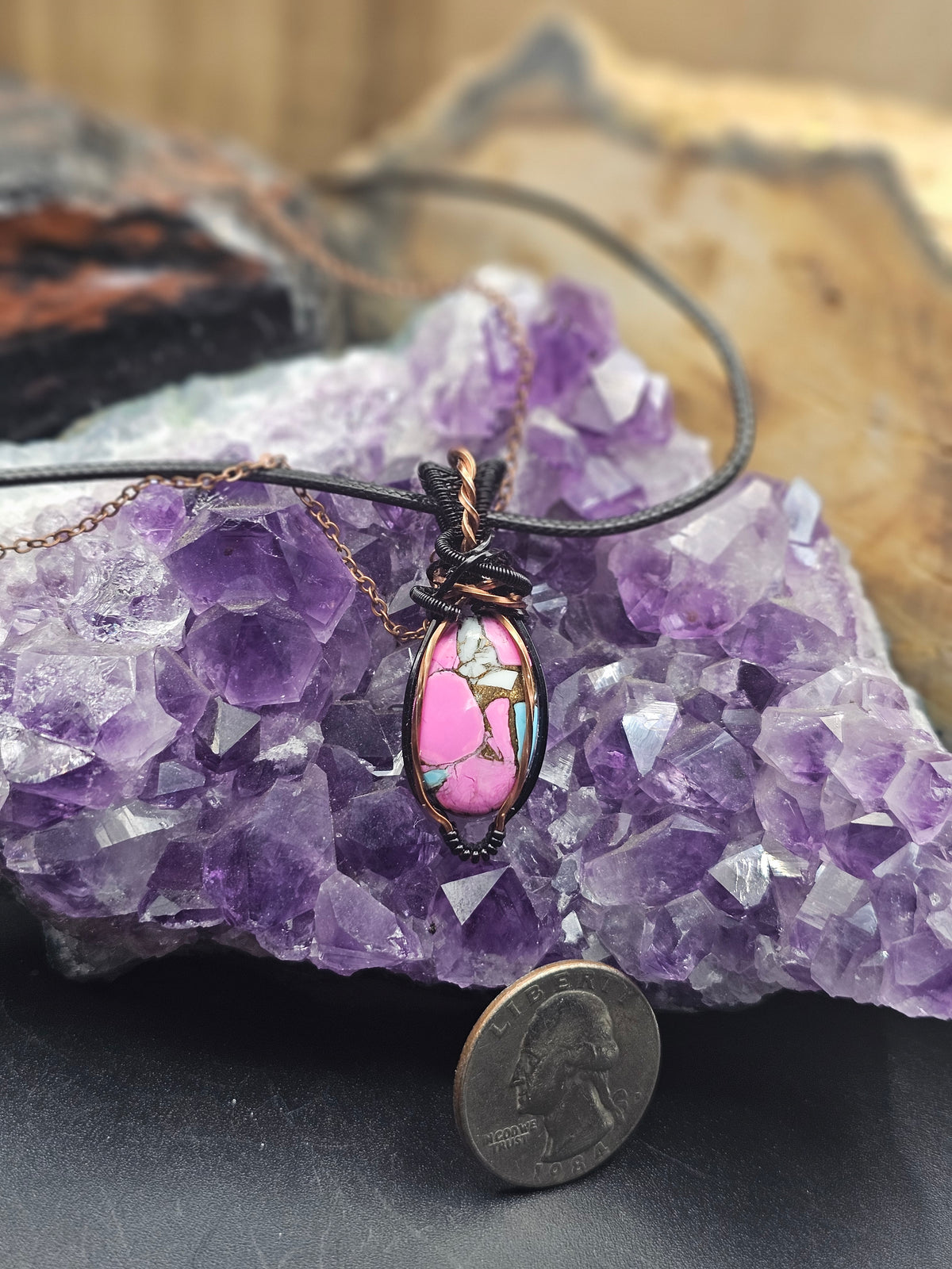 Cotton Candy Dalhia Turquoise Necklace