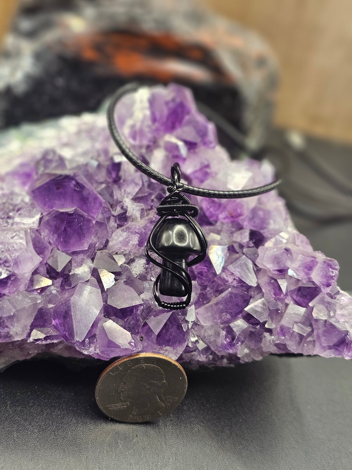 Onxy Mushroom Necklace