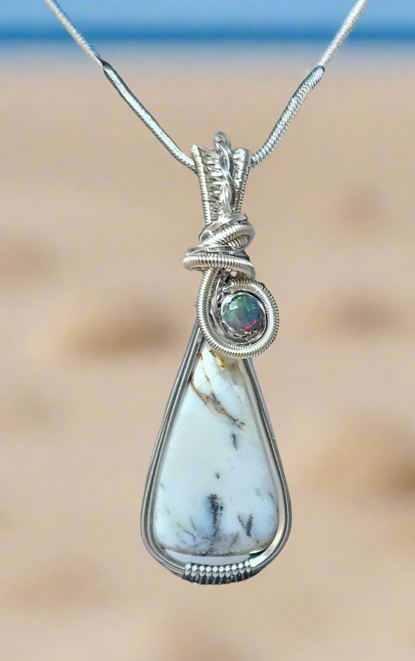 Dendritic Agate with Black Opal Accent