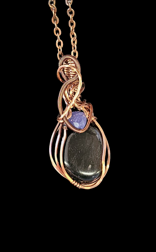 Apache Tear with Tanzanite