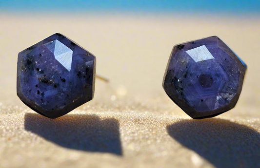 Rose Cut Sapphire Post Earrings