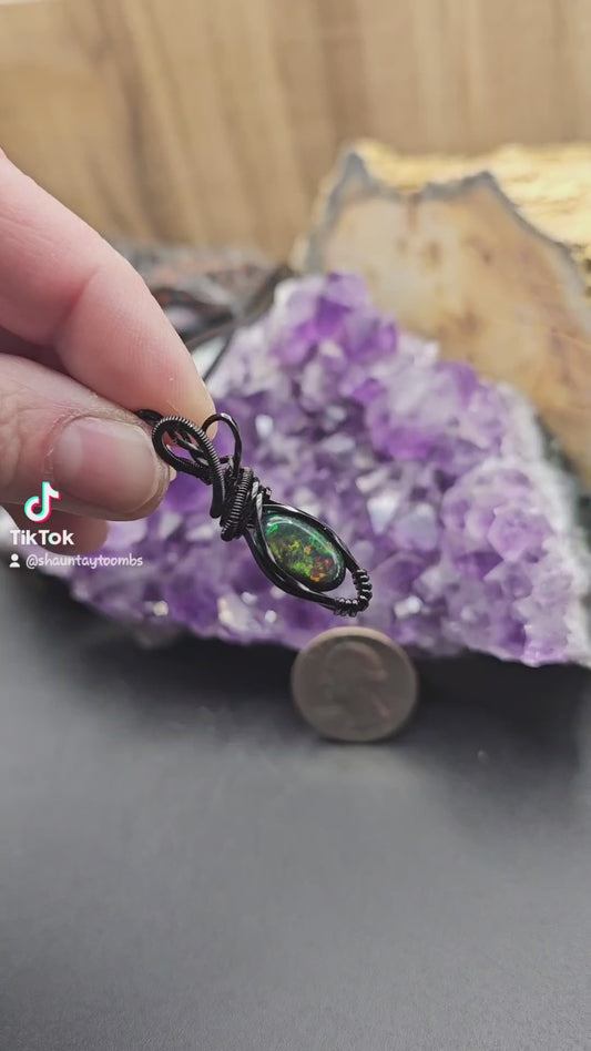 Rose Cut Black Opal Necklace