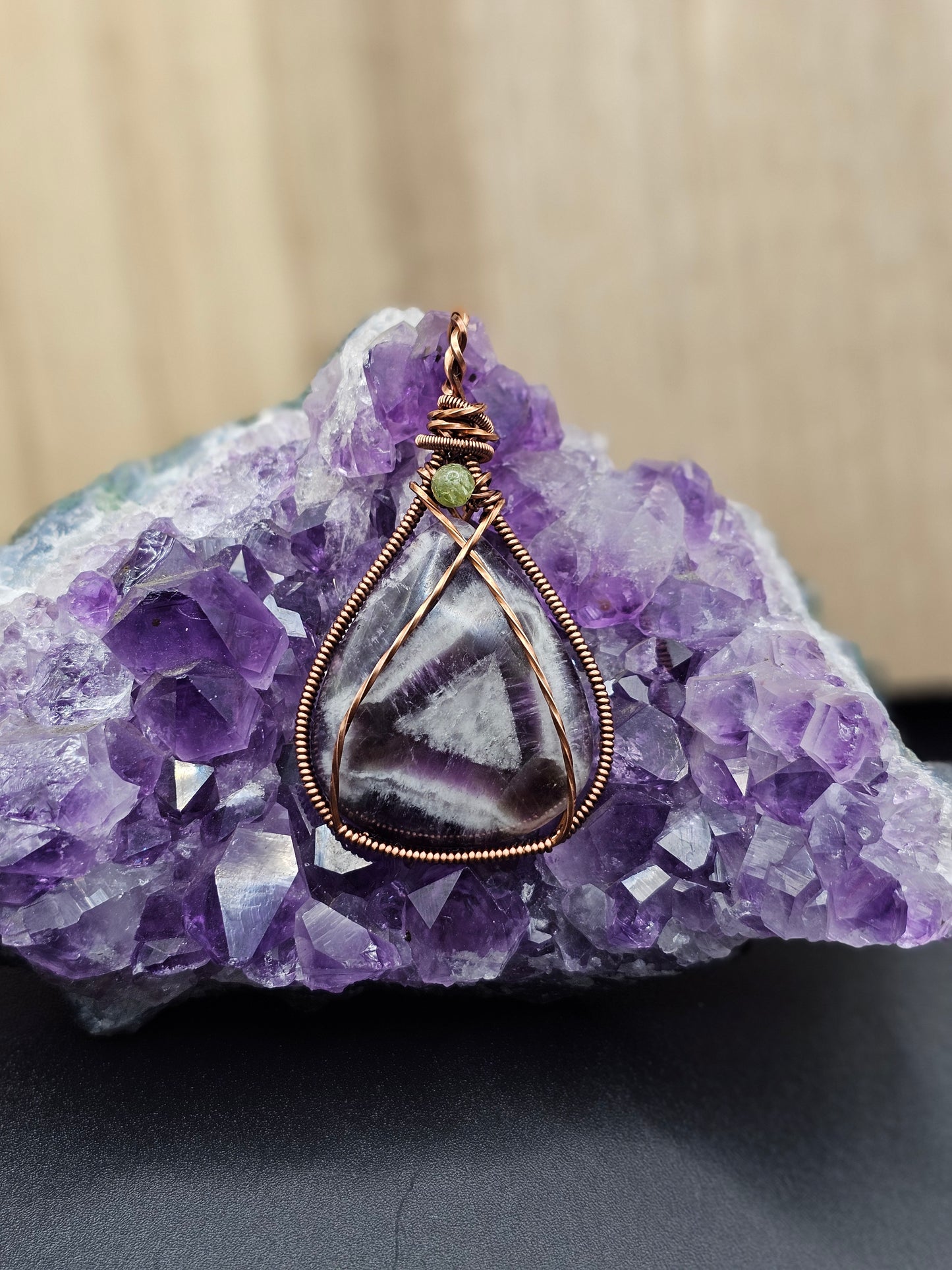 Chevron Amethyst Peridot Bead