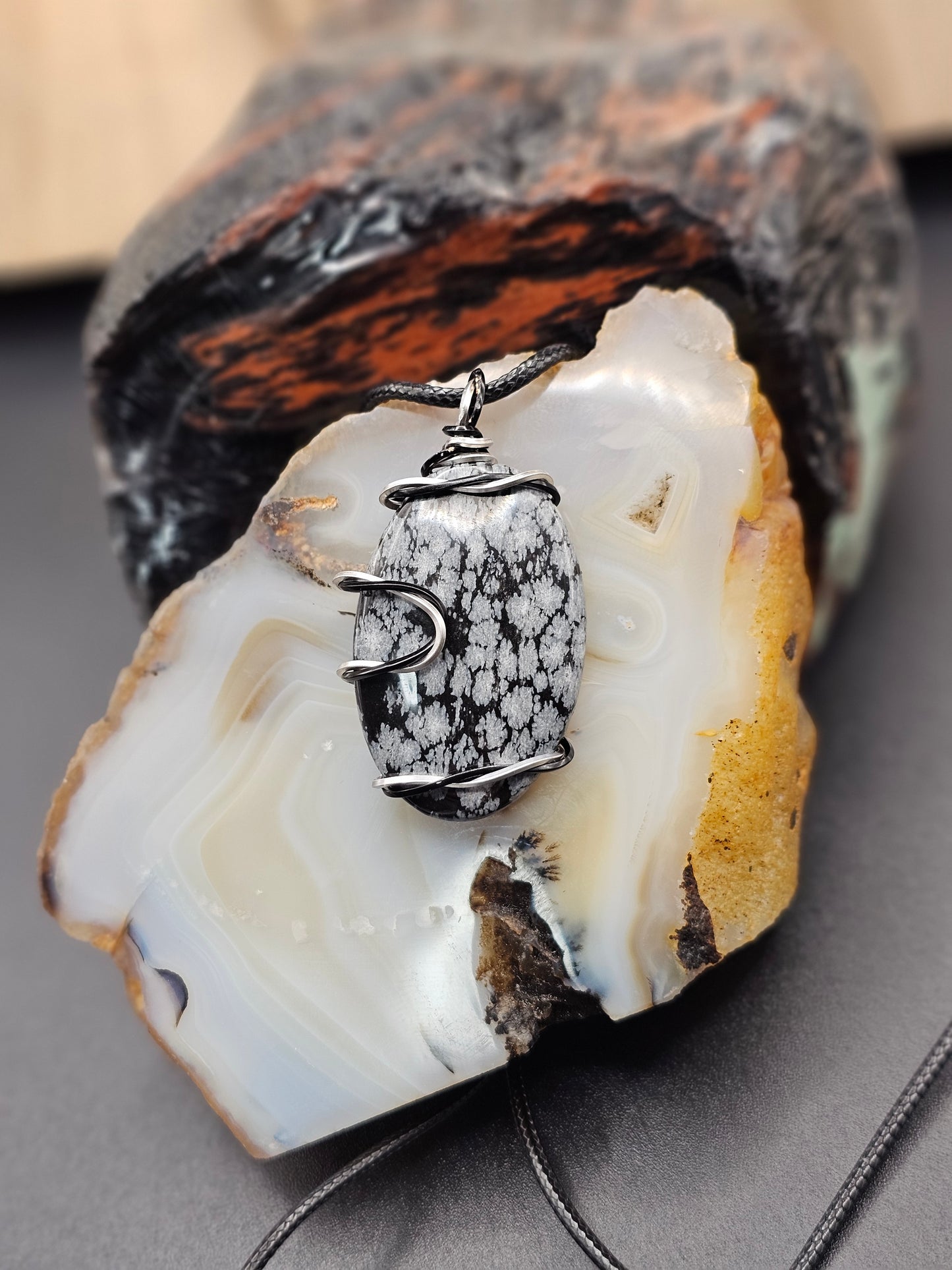 Snowflake Obsidian Necklace