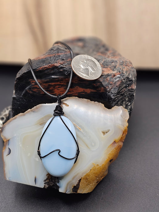 Blue Owyhee Opal Necklace Wave