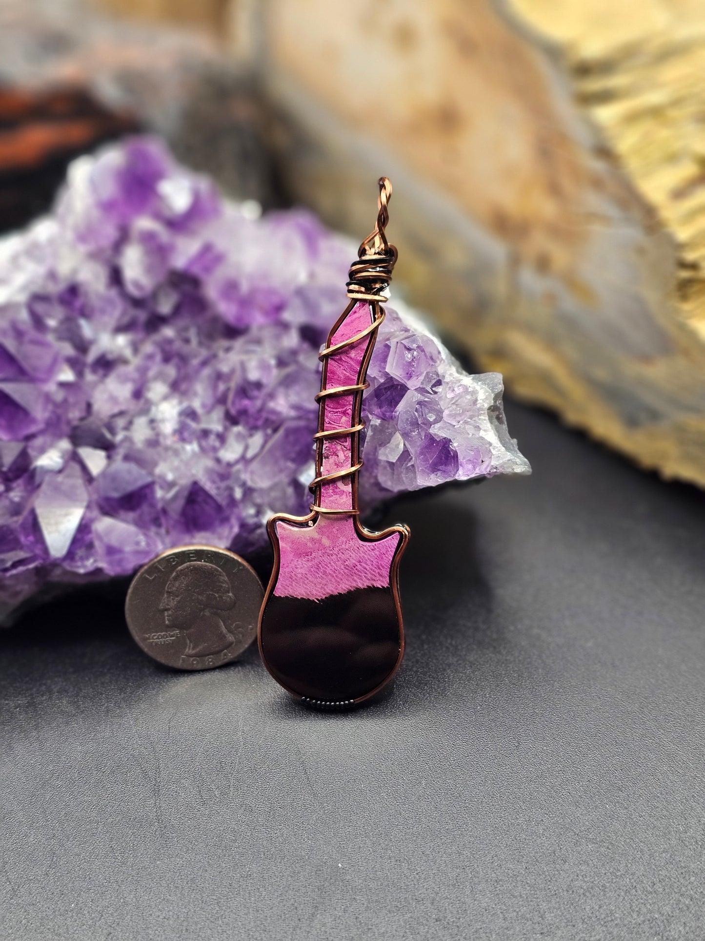 Agate Dyed and Molded Guitar Necklace