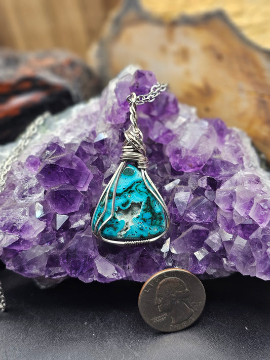 Druzy Malachite Chrysocolla Necklace