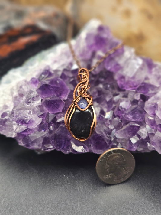 Apache Tear with Tanzanite Necklace