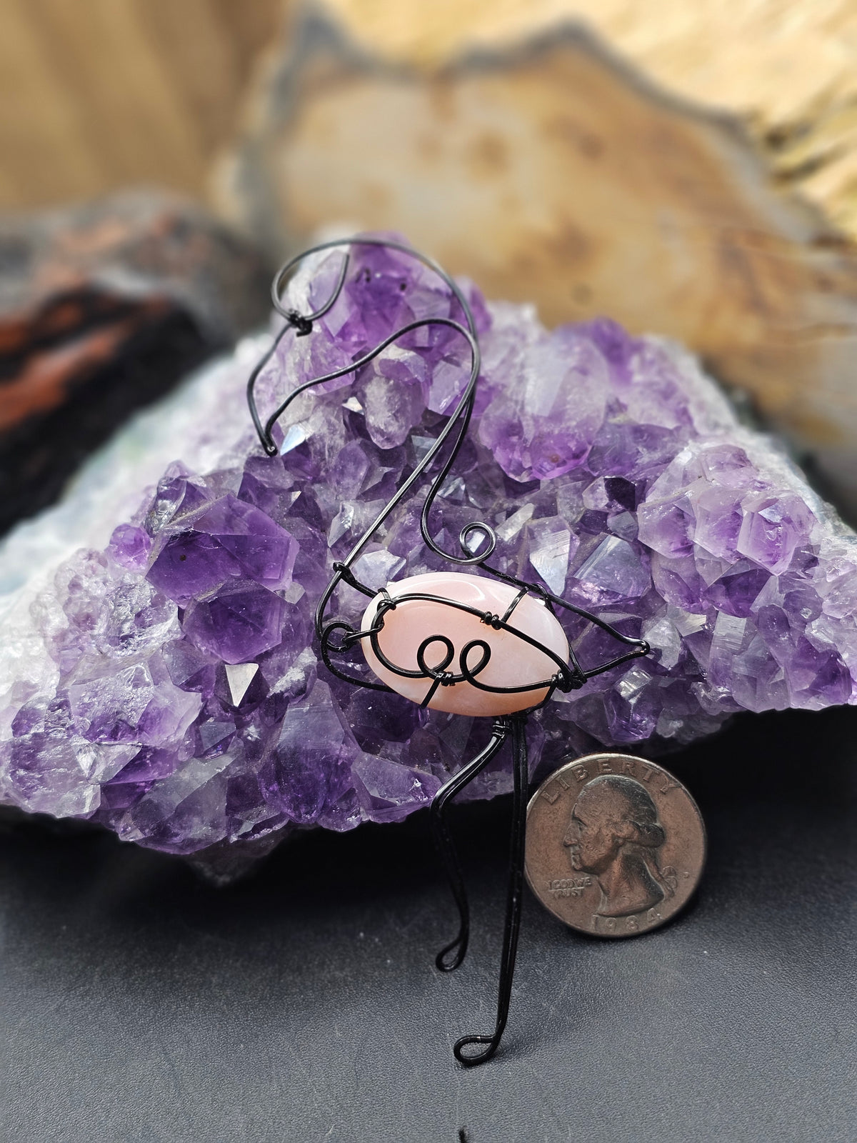 Pink Opal Flamingo Brooch