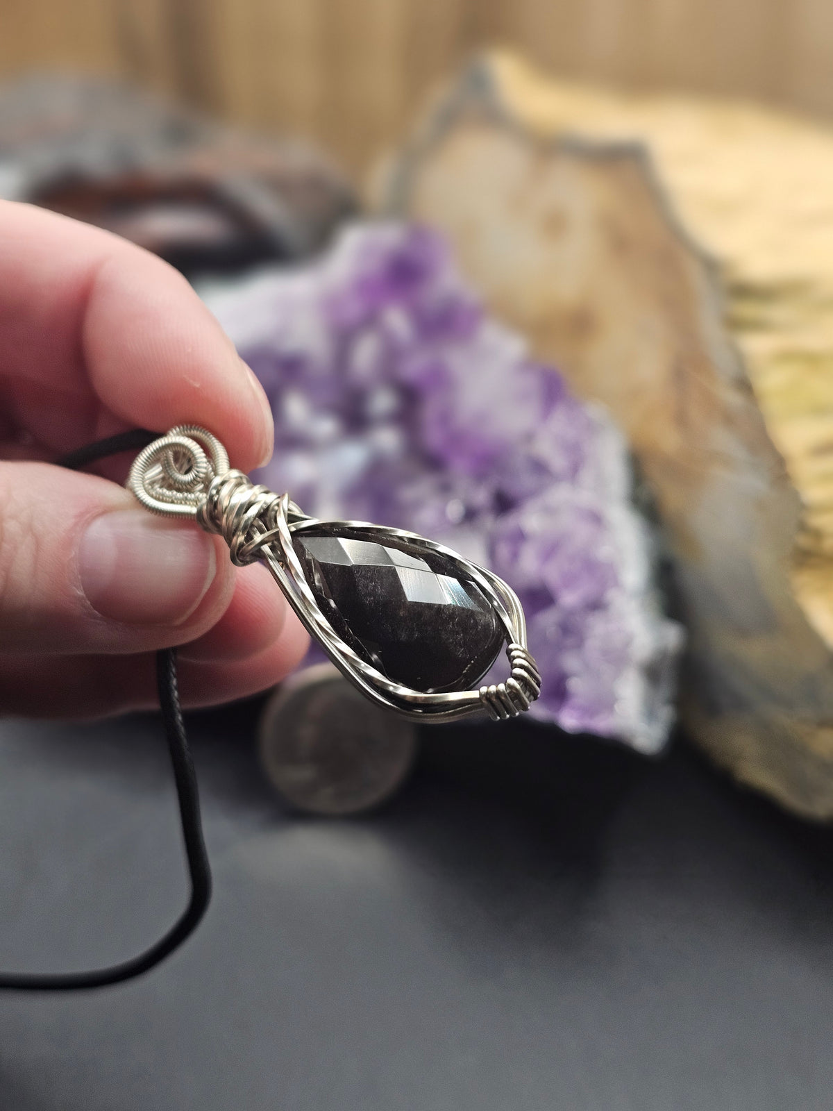 Rose Cut Silver Sheen Obsidian
