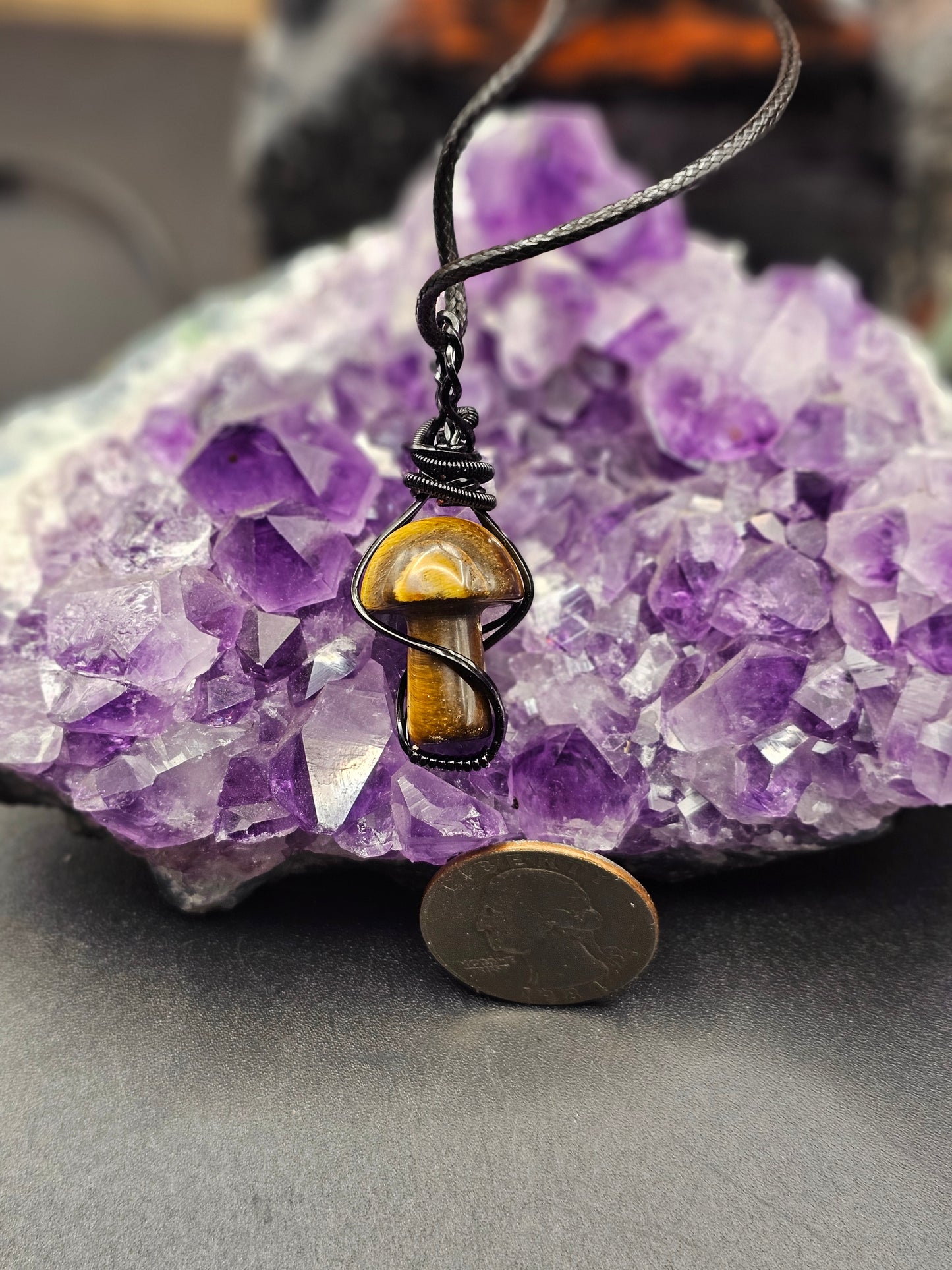 Tigers Eye Mushroom Necklace