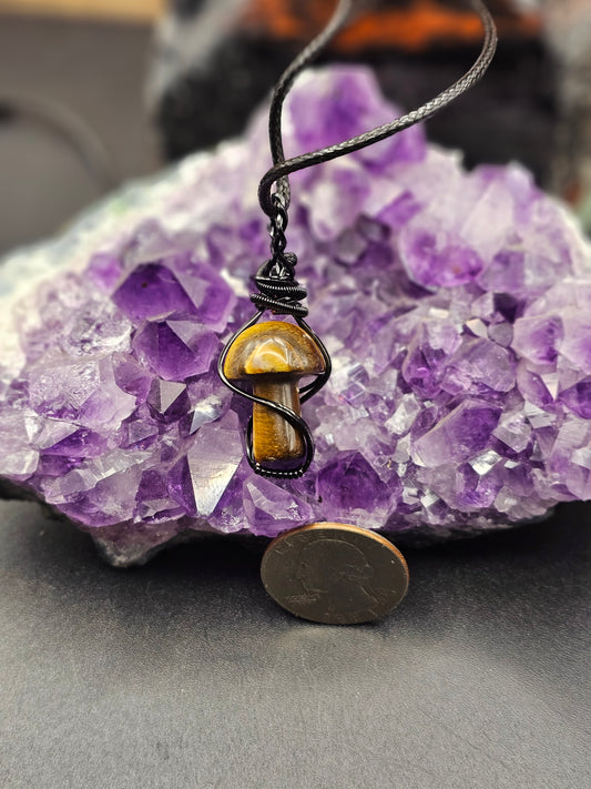 Tigers Eye Mushroom Necklace