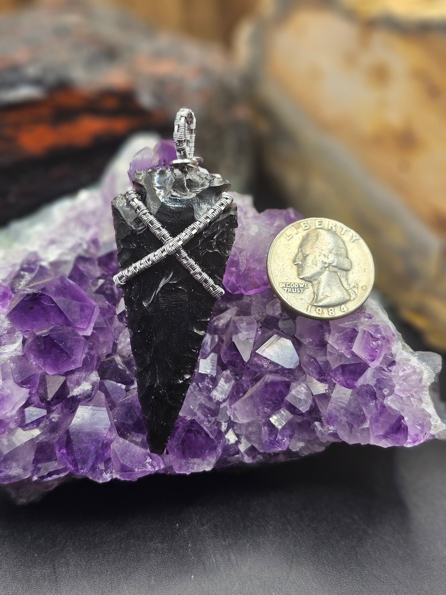 Obsidian Arrowhead Weaved Necklace