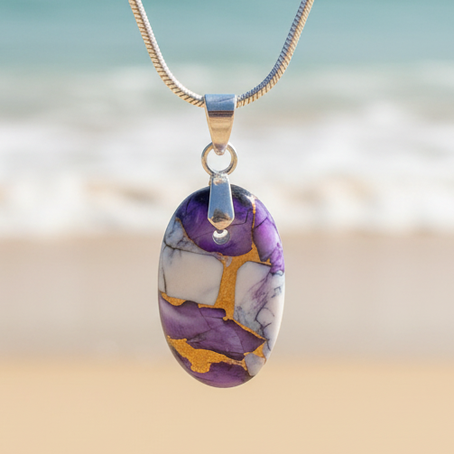 Purple Dahlia Turquoise Necklace