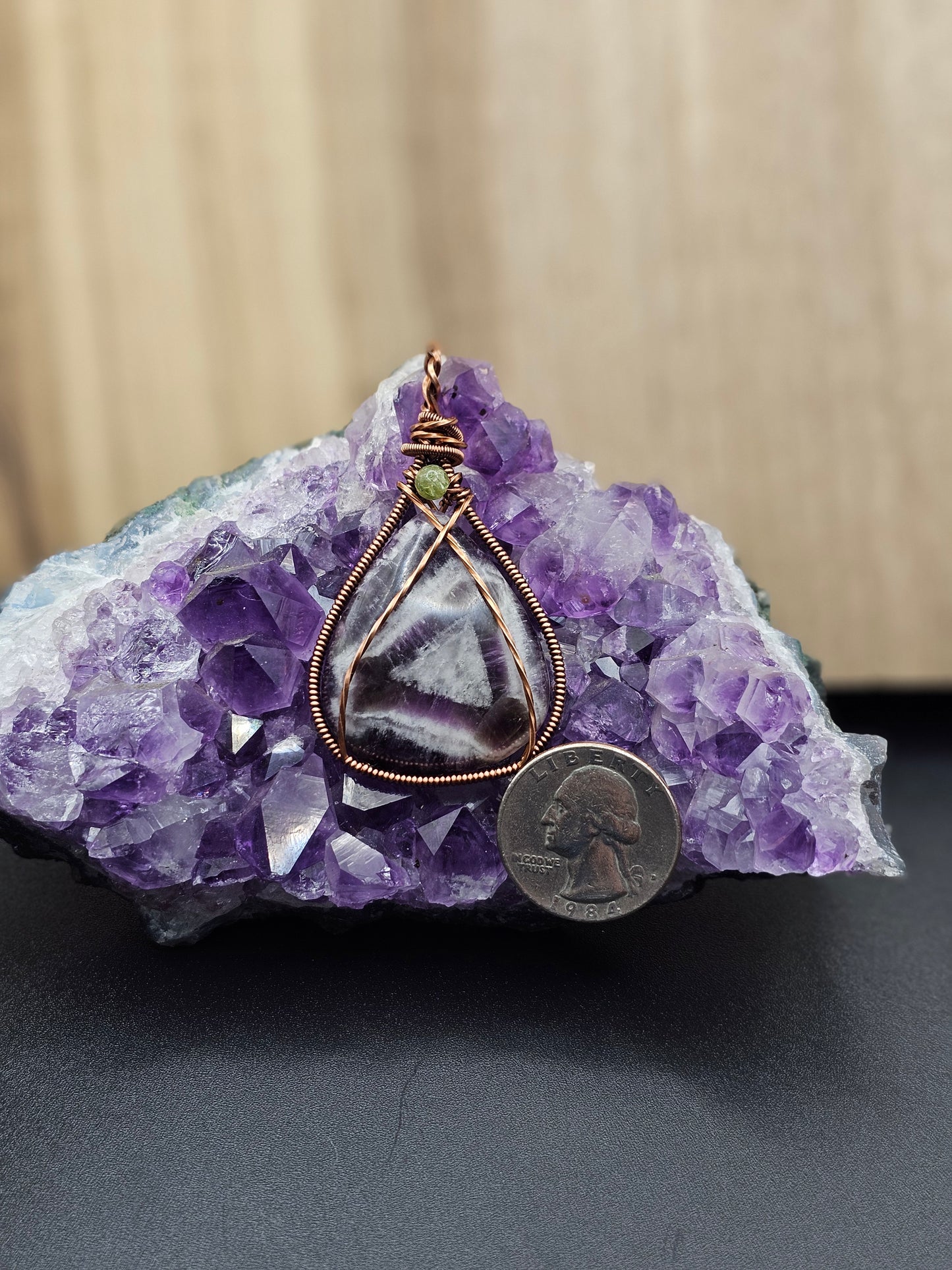 Chevron Amethyst Peridot Bead