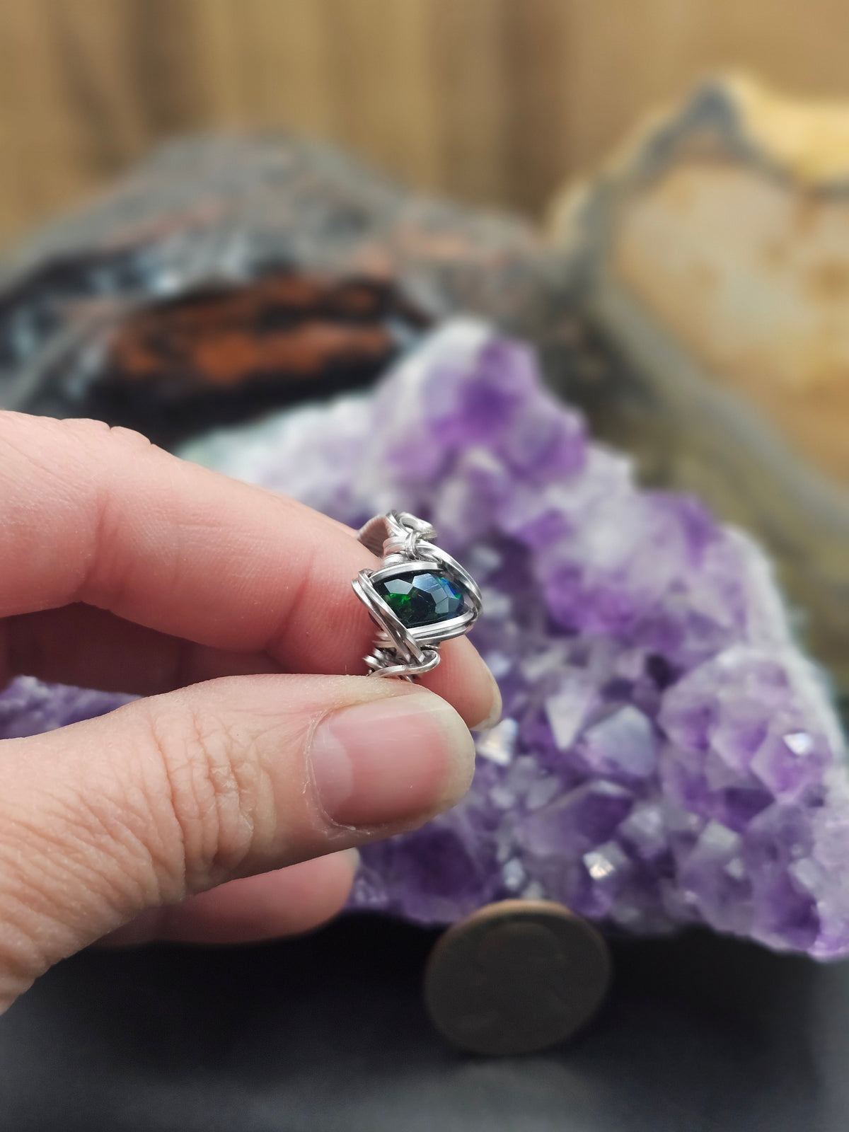 Black Opal Ring 9.5