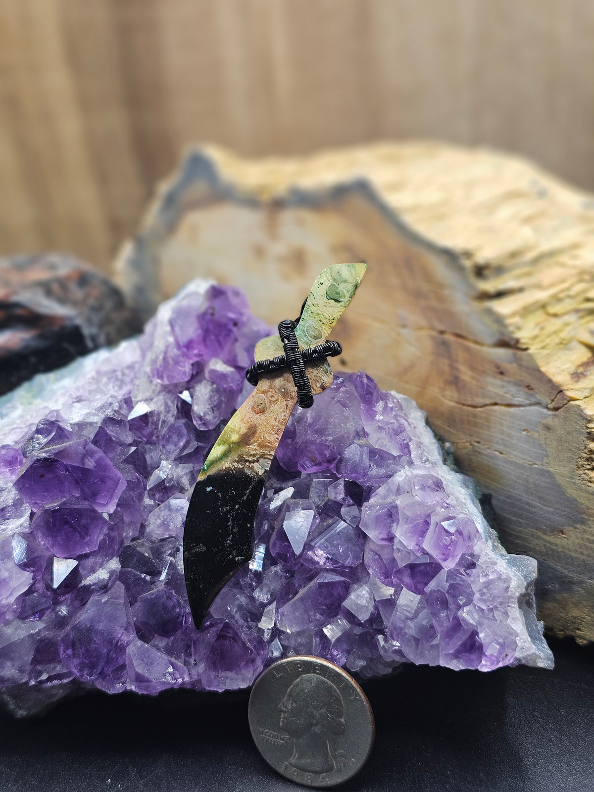 Dyed and Molded Agate Sword Necklace