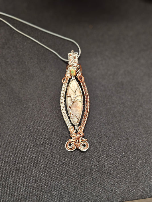 Sunstone Moonstone With Ethiopian Opal Tree of Life Necklace