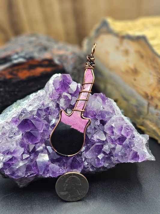 Agate Dyed and Molded Guitar Necklace