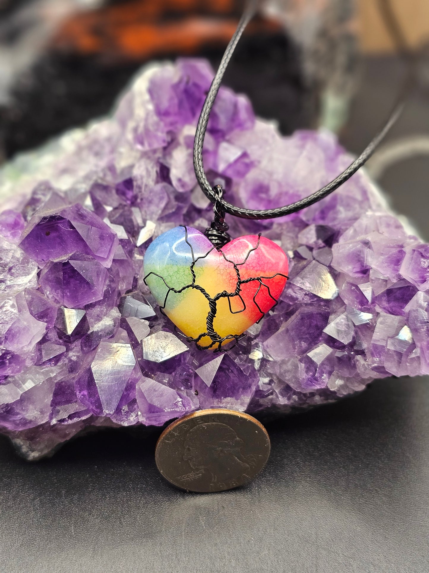 Rainbow Quartz Tree of Life Necklace
