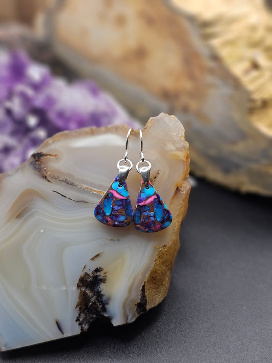 Pink Spiney Oyster Turquoise Earrings