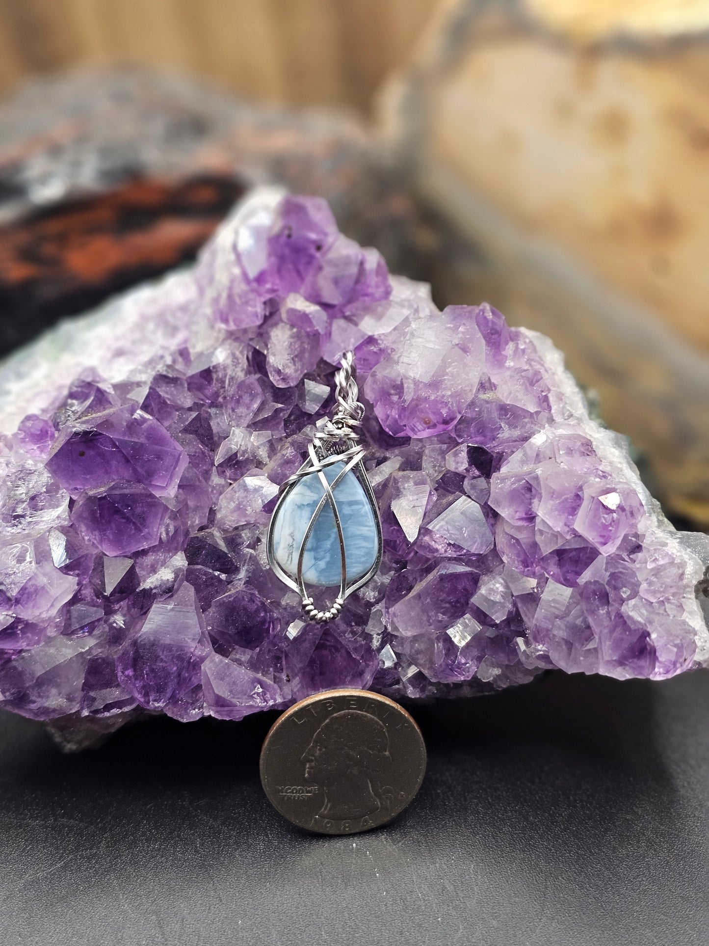 Blue Owyhee Opal Necklace-Mini
