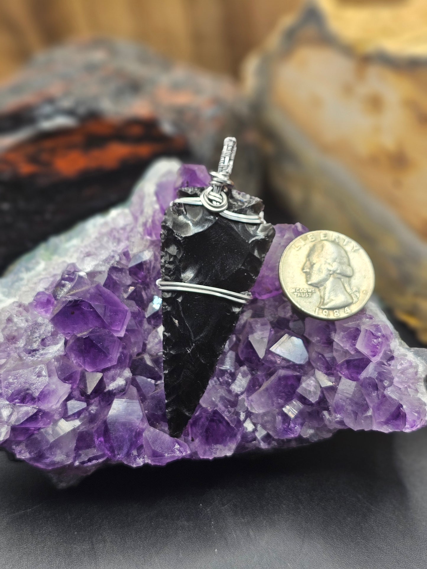Obsidian Arrowhead Weaved Necklace