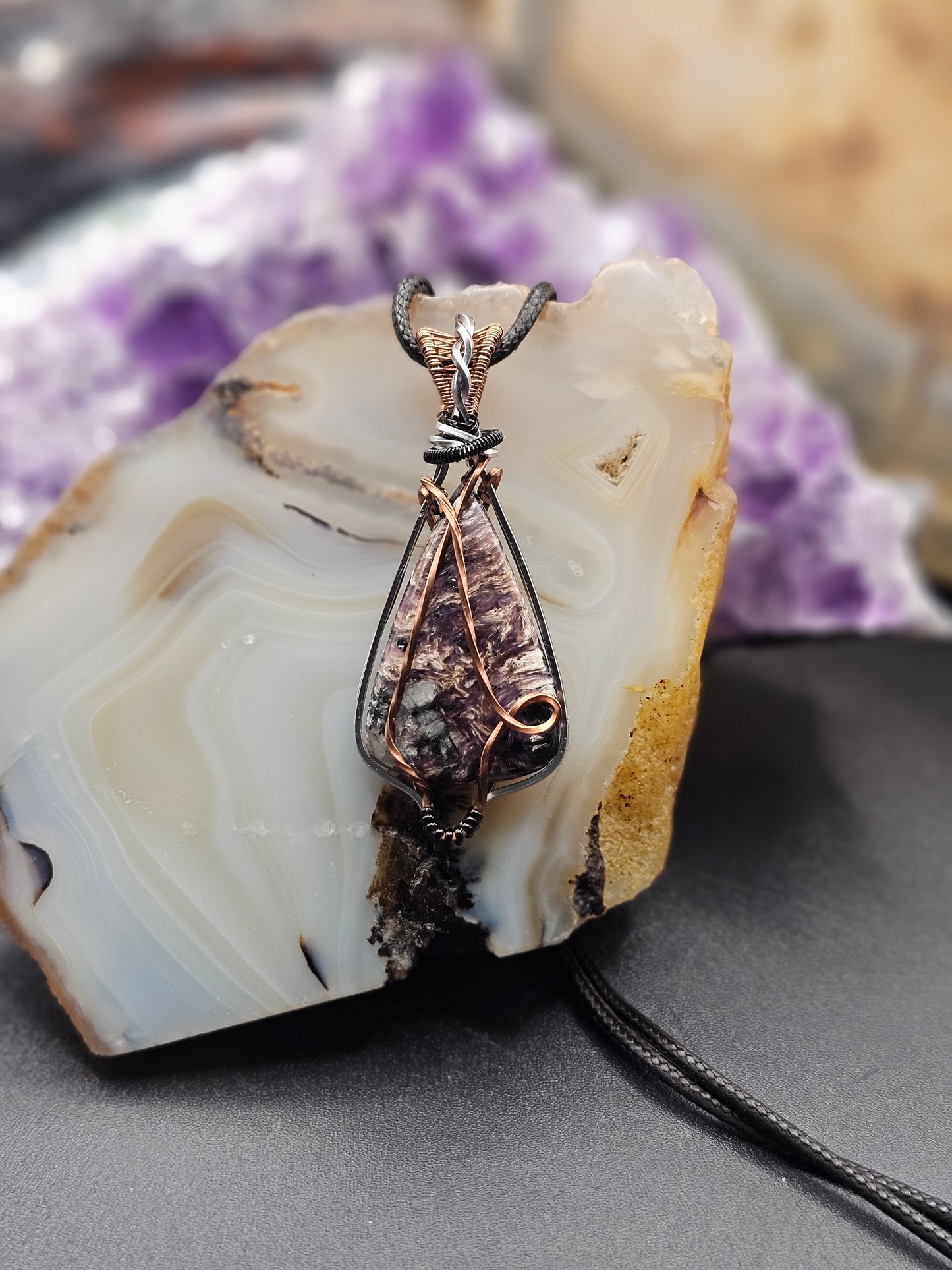 Tricolor Charoite Necklace