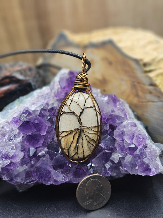 Large Picture Jasper Tree of Life Necklace