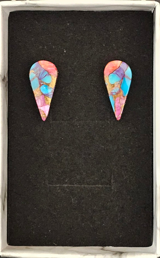 Pink Spiney Oyster Turquoise Earrings