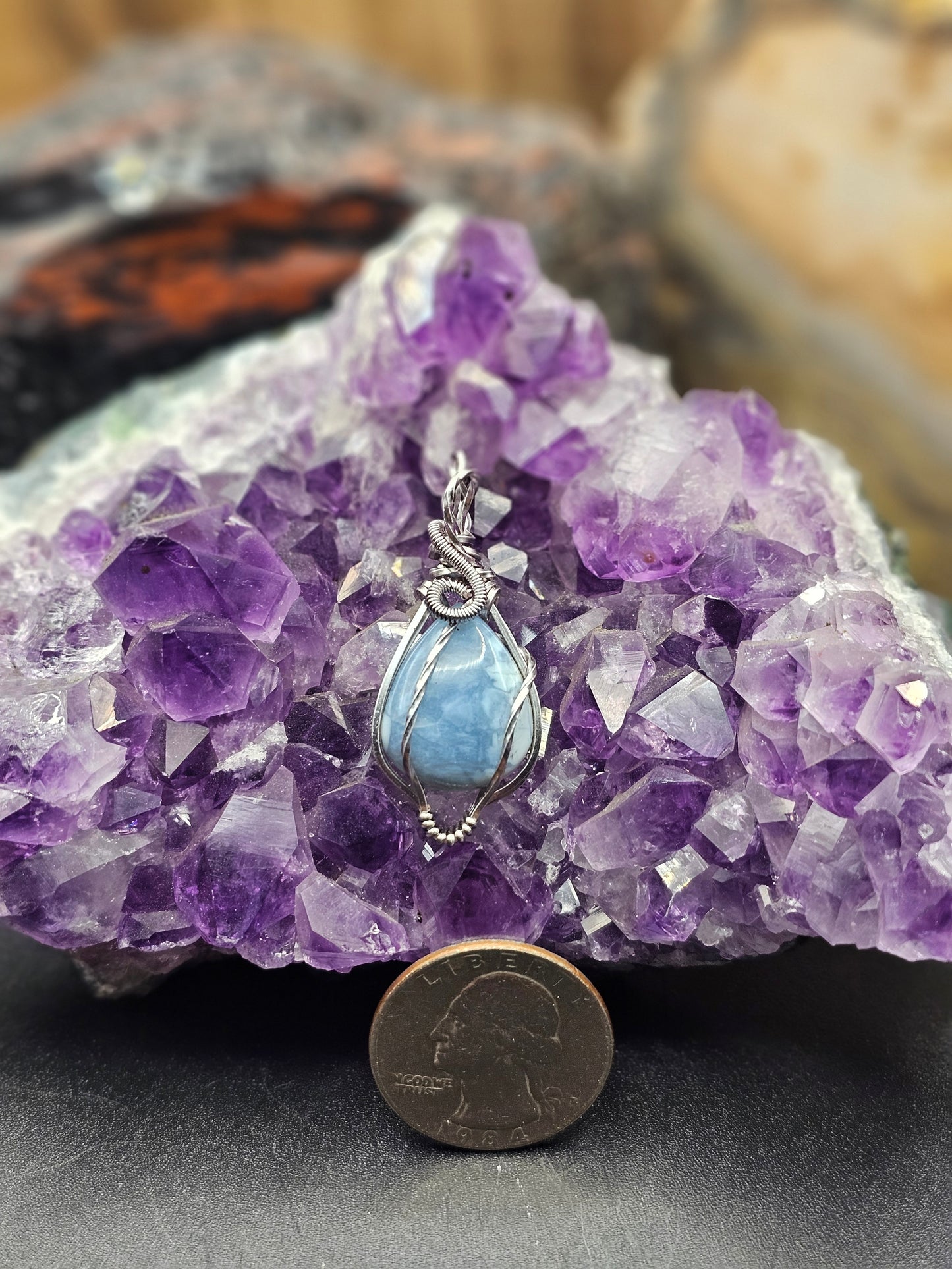 Blue Owyhee Opal Necklace-Mini
