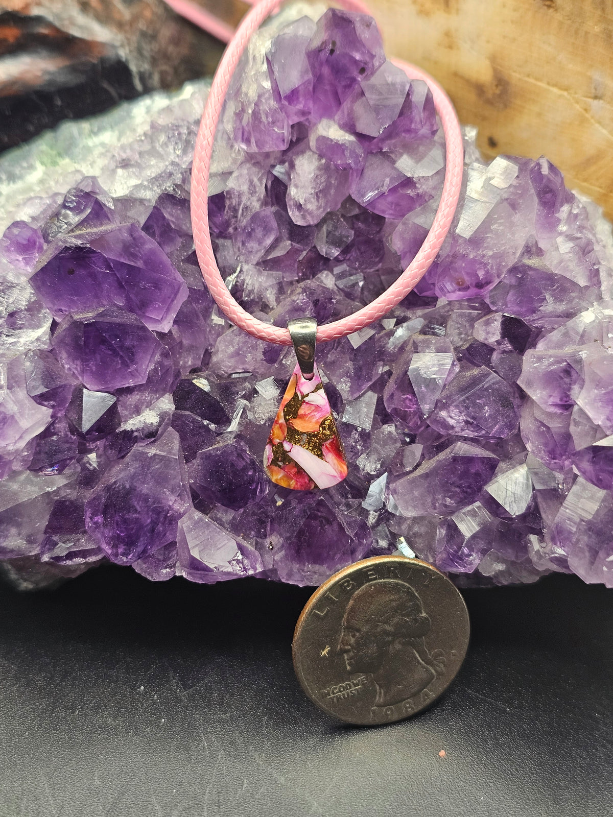 Pink Spiney Oyster Turquoise Necklace