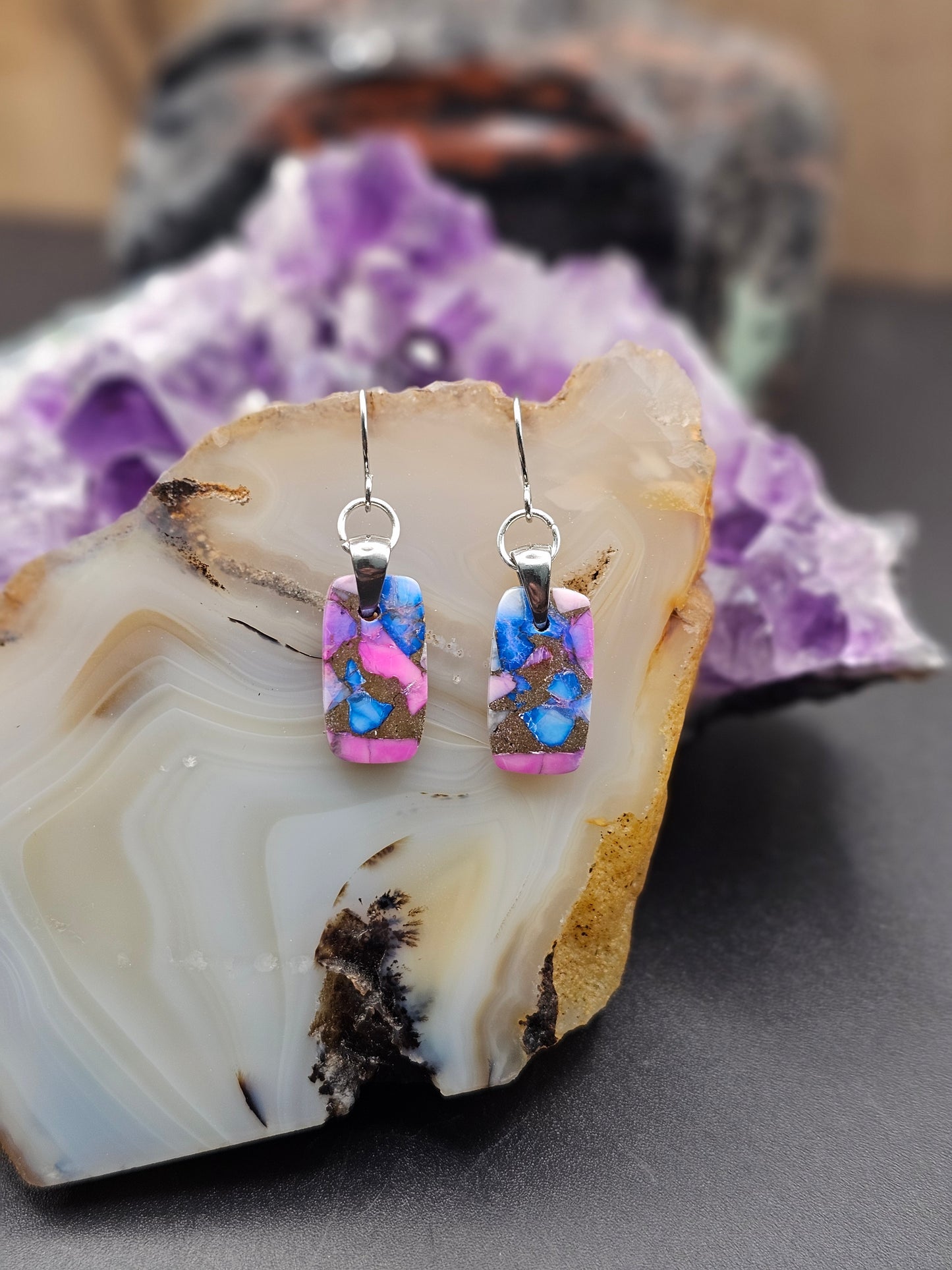 Cotton Candy Dalhia Turquoise Earrings