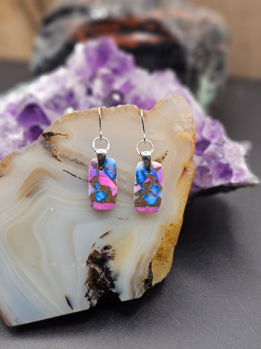 Cotton Candy Dalhia Turquoise Earrings