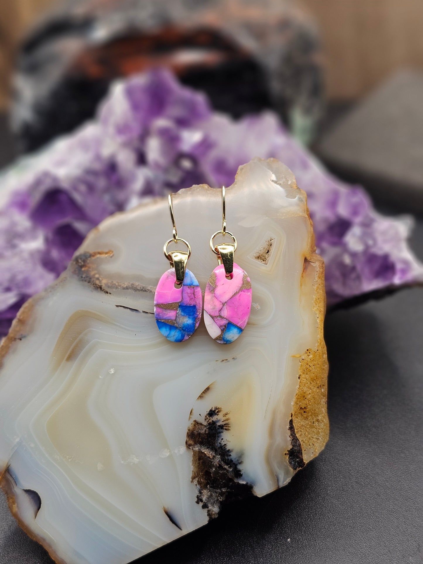 Cotton Candy Dalhia Turquoise Earrings
