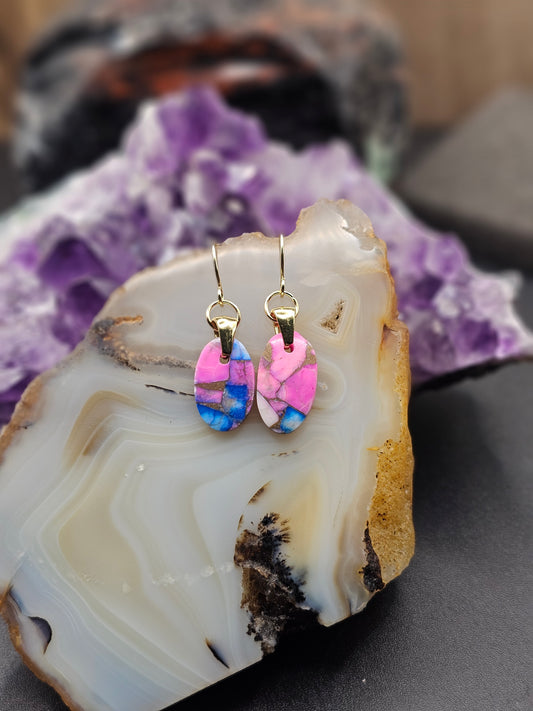 Cotton Candy Dalhia Turquoise Earrings