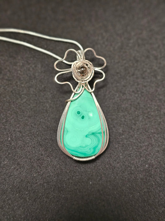 Malachite 4 Leaf Clover Necklace